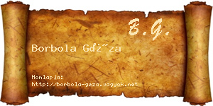 Borbola Géza névjegykártya