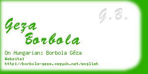 geza borbola business card