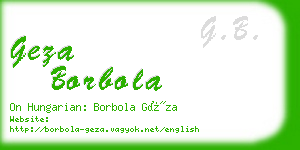 geza borbola business card